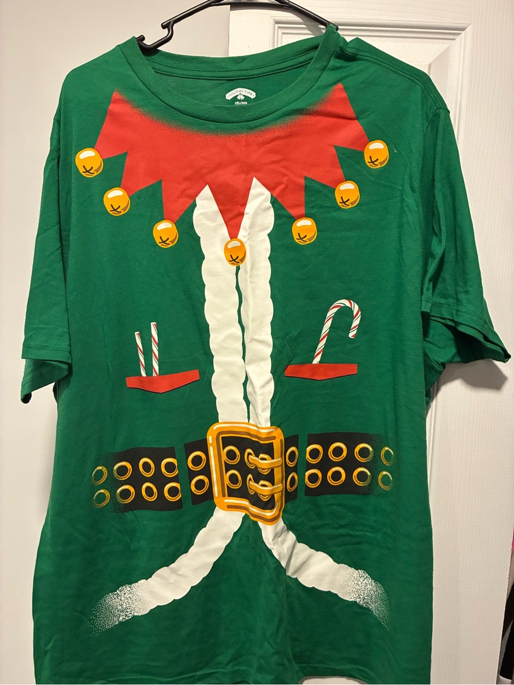 Holiday Time Green and Red Festive Crew Neck Tee